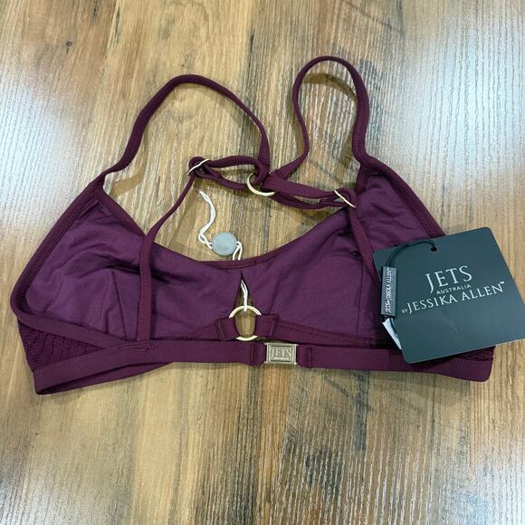 JETS AUSTRALIA BY JESSIKA ALLEN Luscious Stretch Jacquard Plum Bikini Top US 10 - Picture 4 of 5